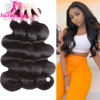 

Amanda Hair Brazilian Body Wave Bundles 100% Remy Human Hair Extension Natural Color 8-30 Inch Body Wave Human Hair Bundles