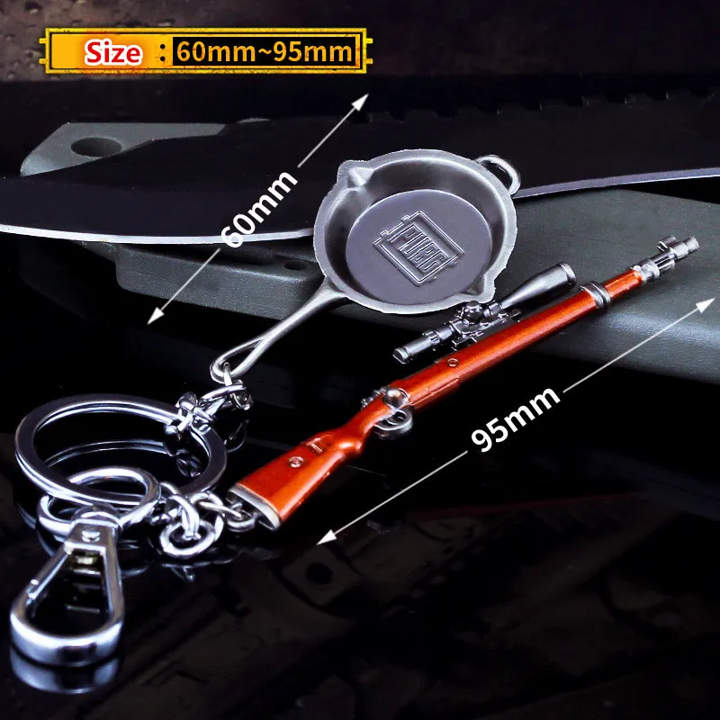  Game PUBG Playerunknown's Battlegrounds Cosplay Costumes Keychain Pans Weapon Model Key Chain pan+9