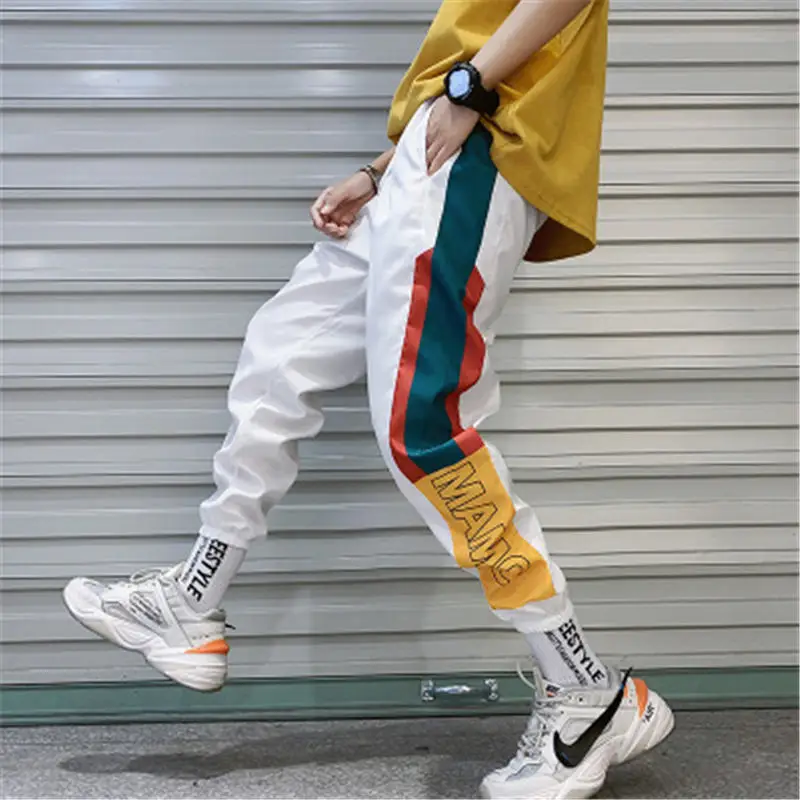 Uplzcoo хип-хоп Уличная Мужская джоггеры брюки мужские брюки-карго Брюки Высокая уличная эластичная талия шаровары JA277 - Цвет: White