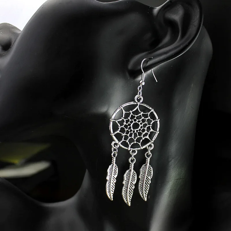 Fancy Hollow Dream Catcher Leaf Feather Shiny Crystals Drop Dangle Earrings For Women Party Jewelry Korean Hanging CZ Earrings