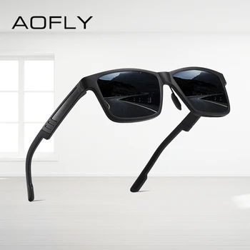 

AOFLY BRAND DESIGN Square Polarized Sunglasses Mens 2021 Vintage TR90 Flexible Frame Anti-Glare Glasses For Driving Male UV400