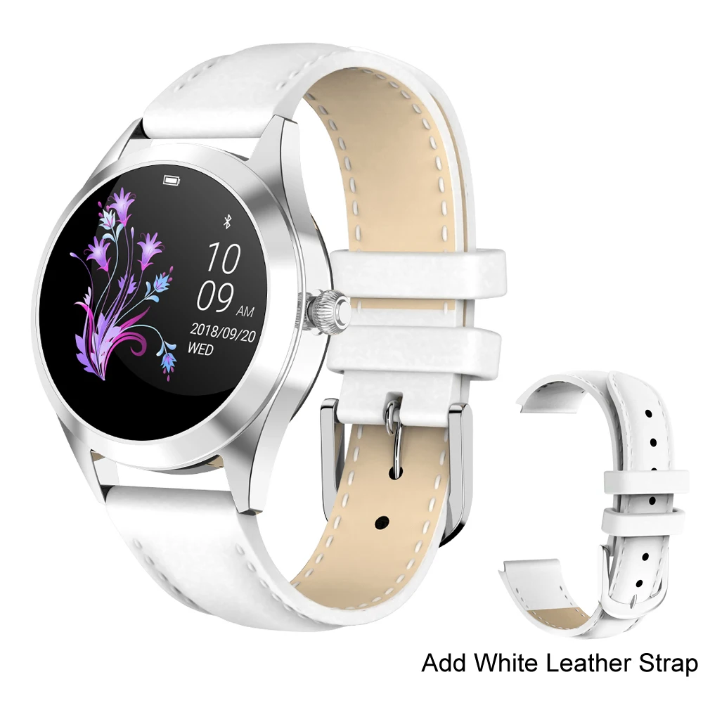Add White Leather IP68 водонепроницаемый мульти-спортивный режим для женщин монитор сердечного ритма физиологический напоминание уведомления синхронизации Смарт часы Прекрасный браслет - Цвет: Add White Leather