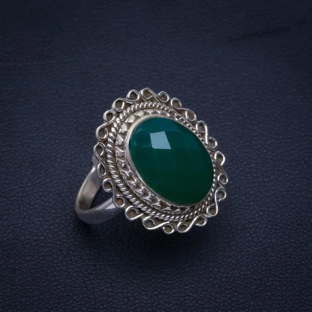 Кольцо из серебра 925 пробы с натуральным Chrysoprase 7 5 B1001 | Украшения и аксессуары