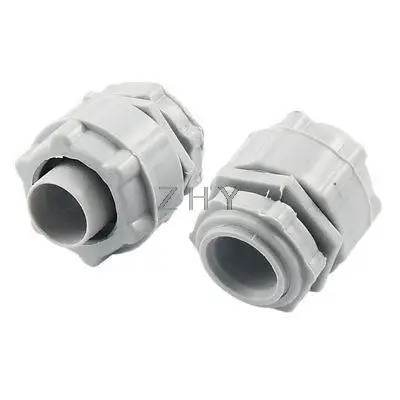 

20mm Thread Outside Diameter Grey Plastic Waterproof Cable Gland Joint 2 Pcs
