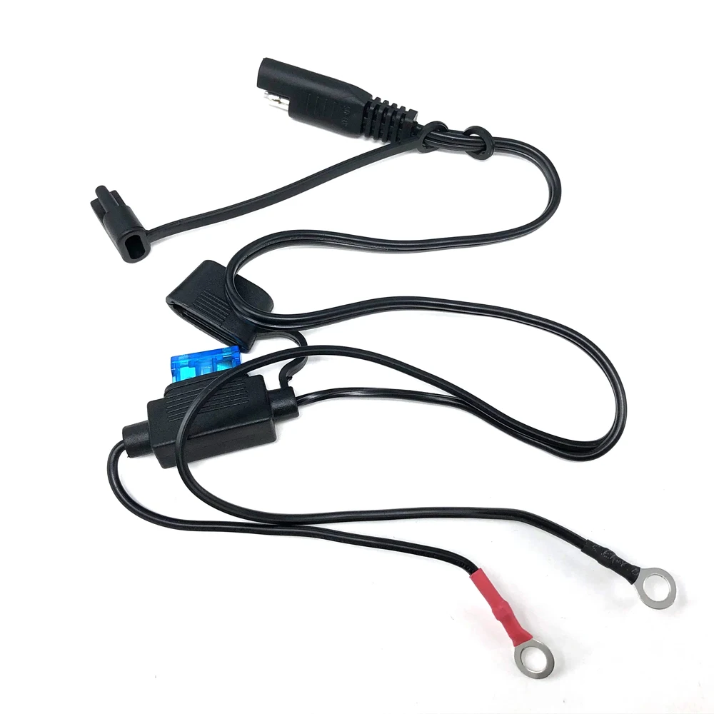 18AWG SAE Extension Connector Cable with Ring Terminal Battery Charger Quick Disconnect 10A Fuse Cord For Motorcycle Car Tractor