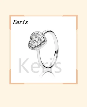

Keris store 100% 925 silver sterling 1:1 authentic classic 190929cz sparkling love heart glamour vintage female ring jewelry