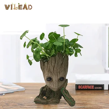 

VILEAD Treant Groot Modeling Flowerpot Resin Crafts Decor Home Vase Office Hotel Desktop Creative Decoration Hydroponic Vase