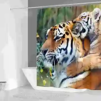 

Tiger 3D Printing Shower Curtain Bathroom Waterproof Polyester Printing Curtains for Bathroom Shower Hooks
