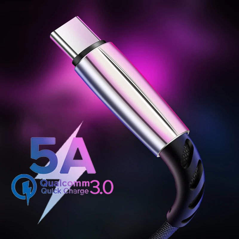 

BRHMC 5A Usb Type C Cable Fast Charging Usb C Data Cord Phone Charger For Samsung S9 8 Xiaomi Mi10 Huawei P20 Wire Type C Cable