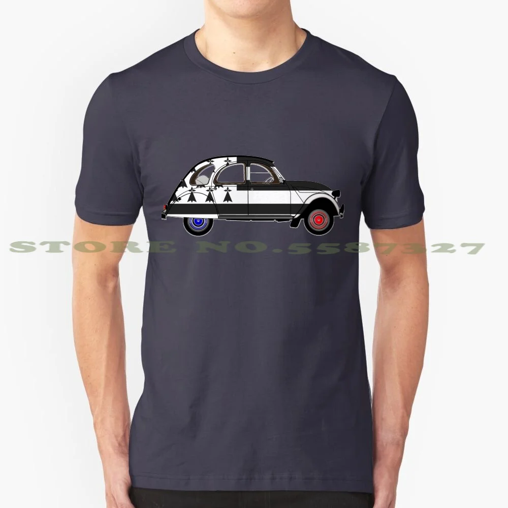 2Cv Con La Bandiera Della Bretagna Grafica Personalizzata Divertente Vendita Calda Tshirt 2Cv Due Cavalli Auto Veicolo Voiture Due Cavalli Di Potenza