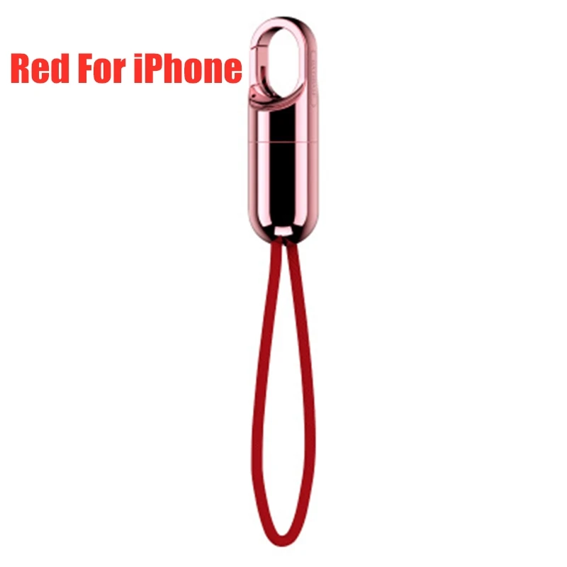 Модный мини брелок USB кабель для Micro usb type-C кабель для iPhone XR X HUAWEI samsung Xiaomi 2A зарядный кабель - Цвет: Red For iPhone