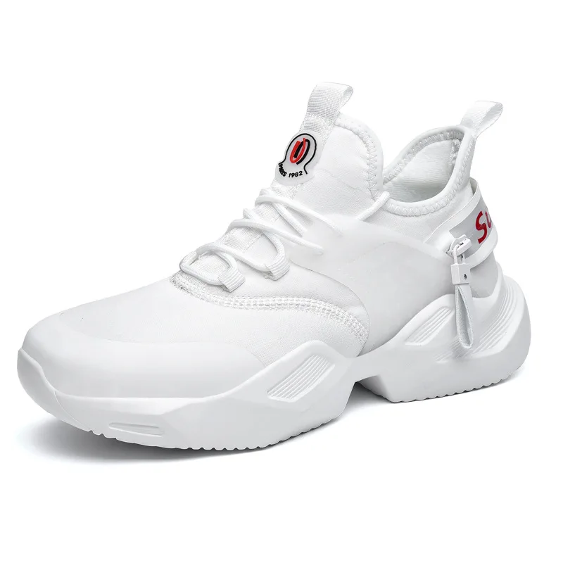 Men's shoes sports casual shoes Running shoes sports shoes classic fashion sports shoes elastic cloth comfortable simple - Color: White