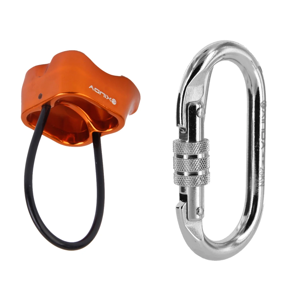 

Outdoor 25KN Rock Climbing Caving Screw Lock ATC Carabiner + Belay Rappel Device Hiking Climbing Mountaineering Accessories