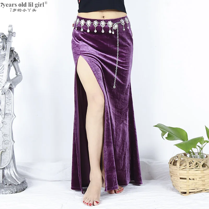 Бархатная одежда для танца живота, новая осенняя юбка с открытым разрезом, FMM01-04 - Цвет: FWW03