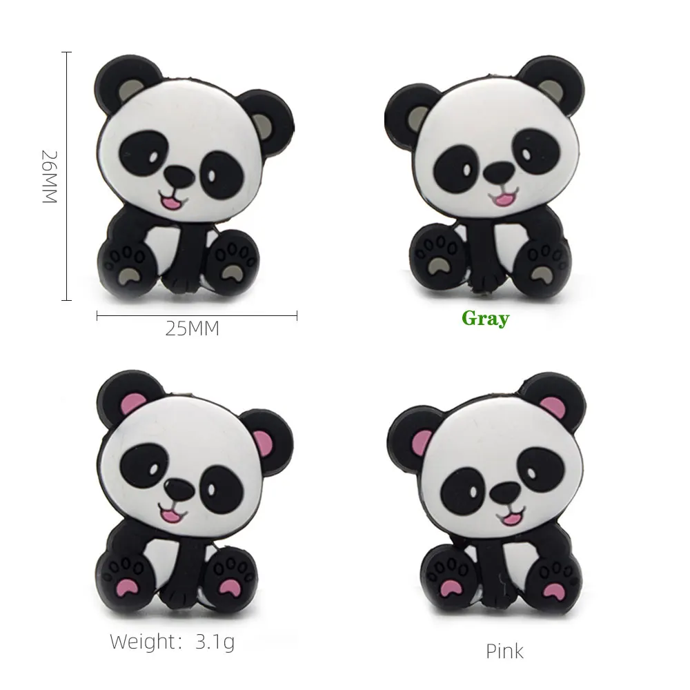 10 шт. силиконовые бусины Koala Panda Perle, прорезыватели для зубов в виде животных, прорезыватели для зубов, DIY Mordedor Siliconen коралловые бусины - Цвет: Panda Mix