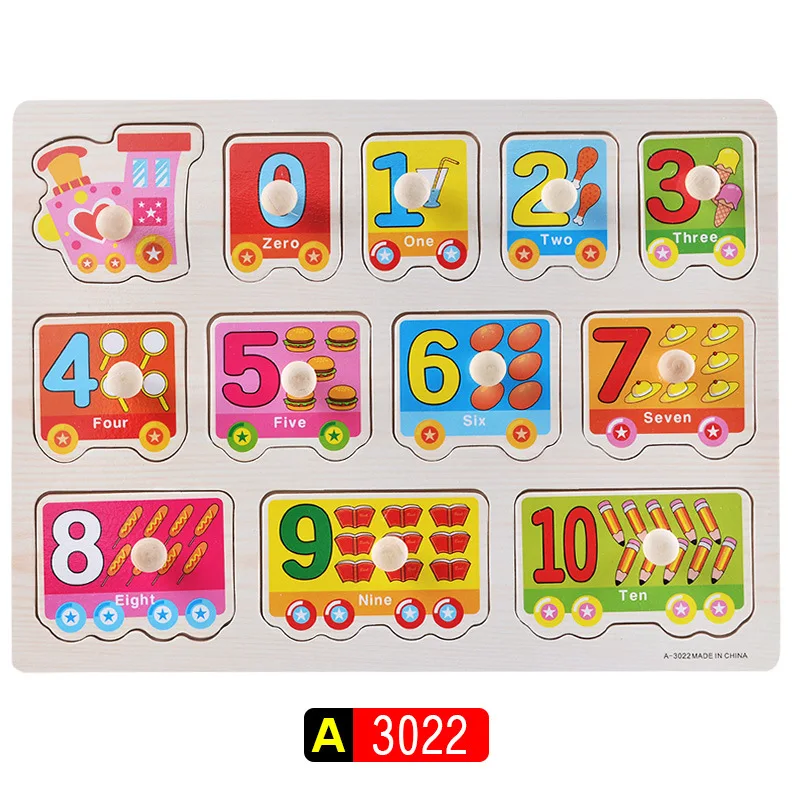 Woods Puzzle Kid Toy Early Educational Toys Numerals Graphic Alphabet Digit Learning 3D Wooden Jigsaw Puzzles Children For Gifts - Цвет: MP107