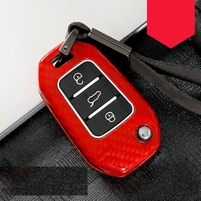 B Carbon Red Углеродное волокно сплав+ силиконовый автомобиль дистанционного ключа чехол для peugeot 208 308 508 3008 5008 для Citroen C4 Picasso DS3 DS4 DS5 DS6 - Название цвета: B Carbon Red