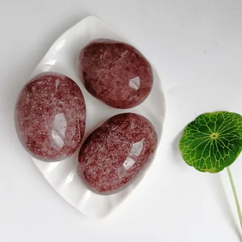 

High Quality Strawberry Quartz Palm Stone Shape Stone Hand Crafted For Gift &Home Decor ZP