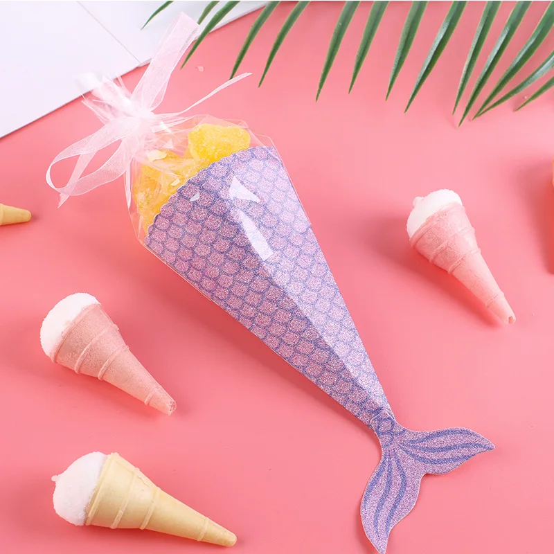 Бумажная коробка конфет Русалка Вечерние Goodie подарочные упаковочные коробки пакеты для продуктов питания ребенка для предродовой вечеринки декор для рождества, дня рождения мешок