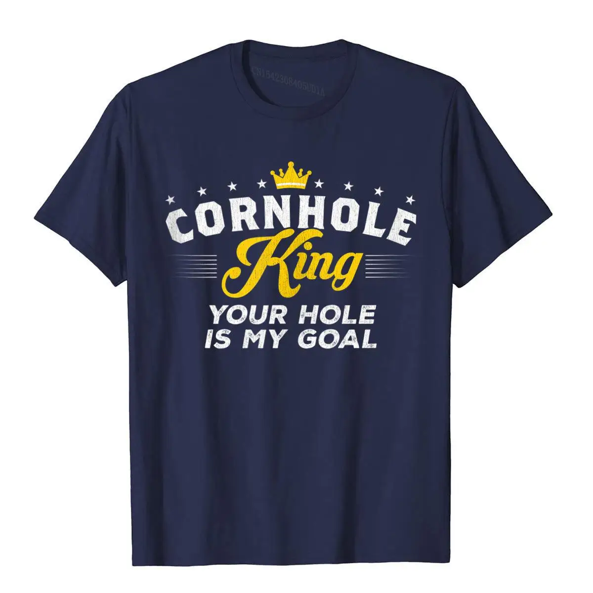 Mens Cornhole King YOUR HOLE IS MY GOAL Cornhole Gift Tank Top__B13421navy