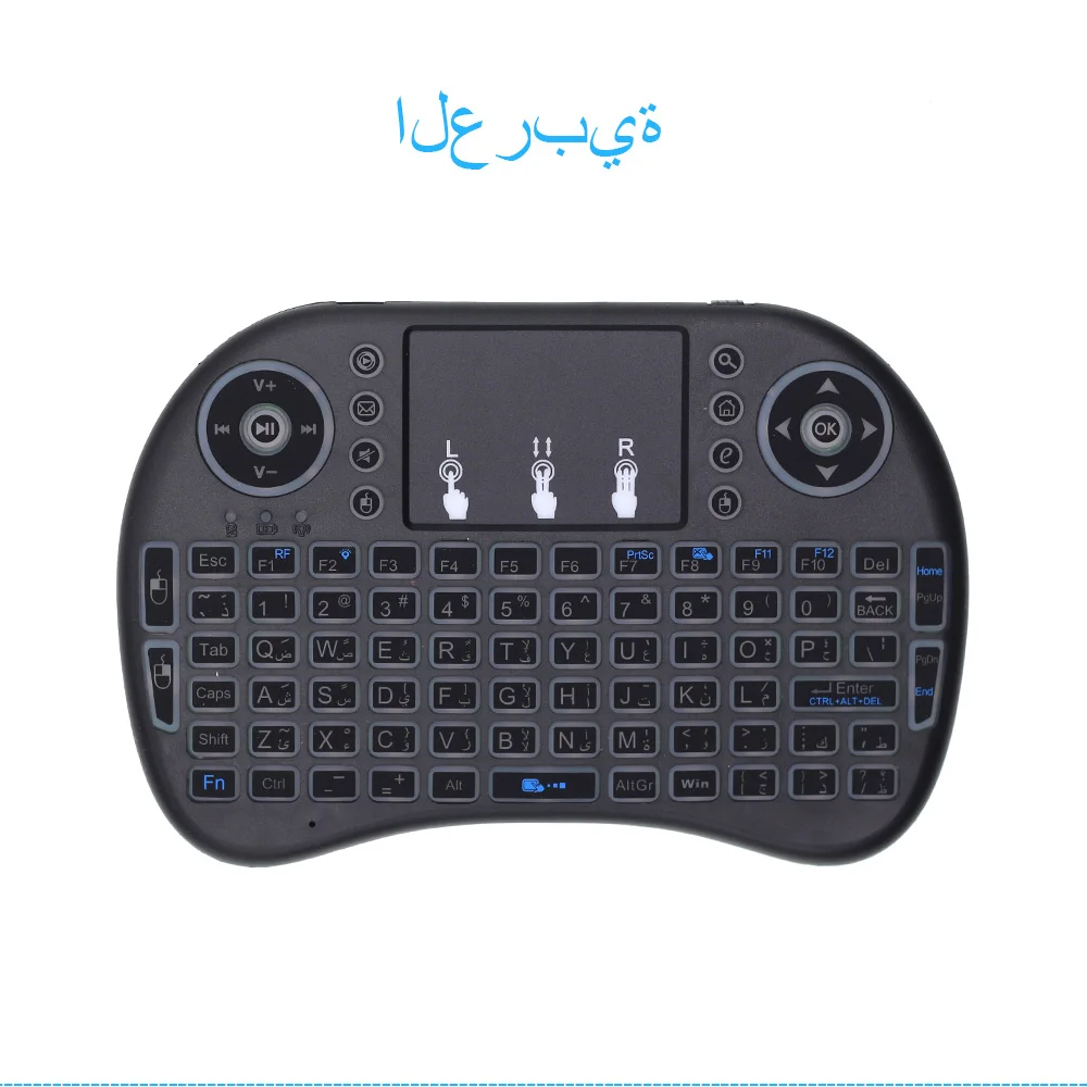 Arabic С подсветкой i8 Мини Беспроводная клавиатура Русский Французский Испанский Иврит i8+ 2,4G Air mouse тачпад ручной для Android tv BOX Mini PC - Цвет: Arabic