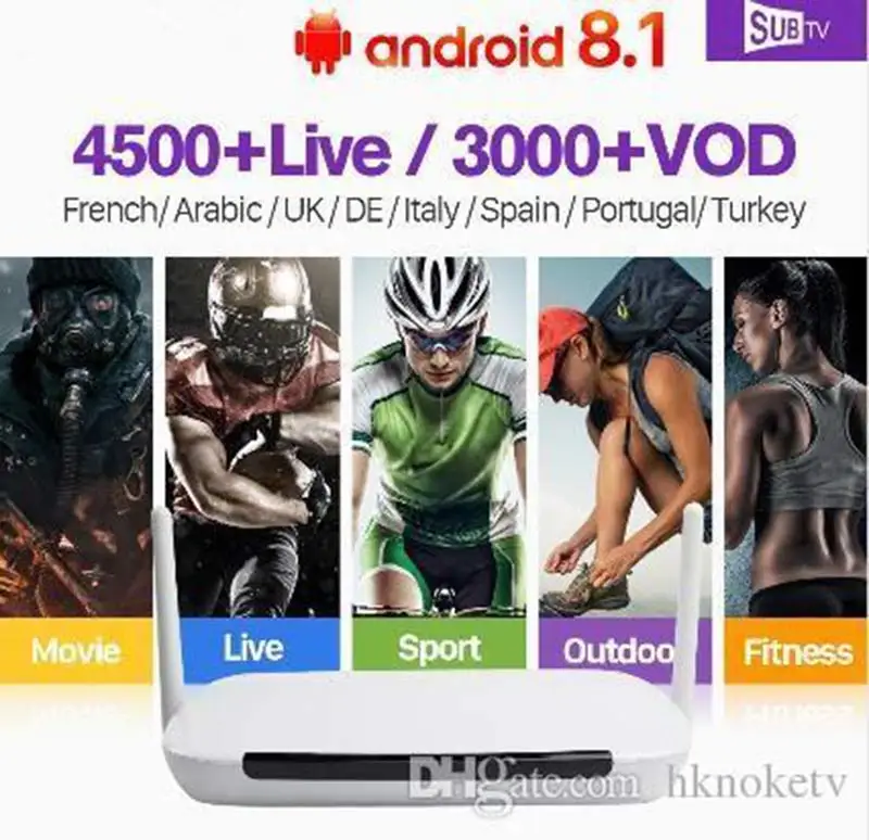 IP tv арабский французский Leadcool четырехъядерный Android 8,1 ТВ приставка приемник Android 4k с 1 год ip tv SUB tv IP tv подписка