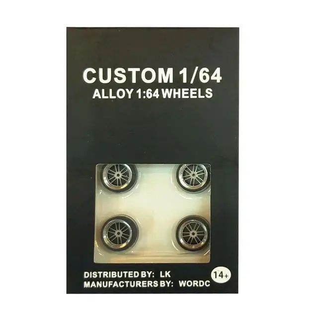 New 1/64 Scale Alloy Wheels Model Universal Modification Tire Diecasts Alloy Wheel Tire Rubber Tires Toy Accessories Wheels 5
