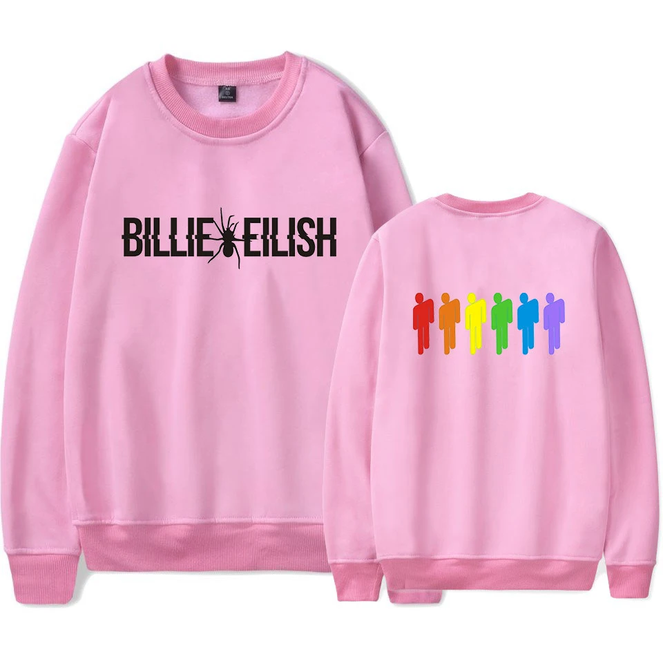 Уличная одежда Billie Eilish, Толстовка для женщин и мужчин, весенняя одежда, худи с длинными рукавами и принтом Kpops размера плюс XXXL - Цвет: Розовый