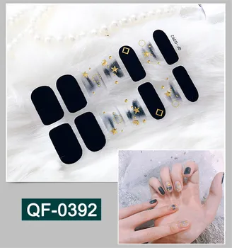 

Lamemoria 14tips/sheet Moon&Star Glitter Metallic Nail Art Sticker Full Waterproof Non-toxic Adhesive Decals Manicure Nail Tips