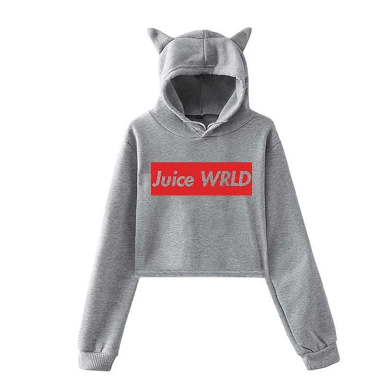Juice Wrld Kawaii/Модная уличная одежда; женские свитшоты Харадзюку; короткие толстовки с капюшоном для девочек-подростков; милый пуловер с капюшоном - Цвет: 902-mx-1217-2(5)
