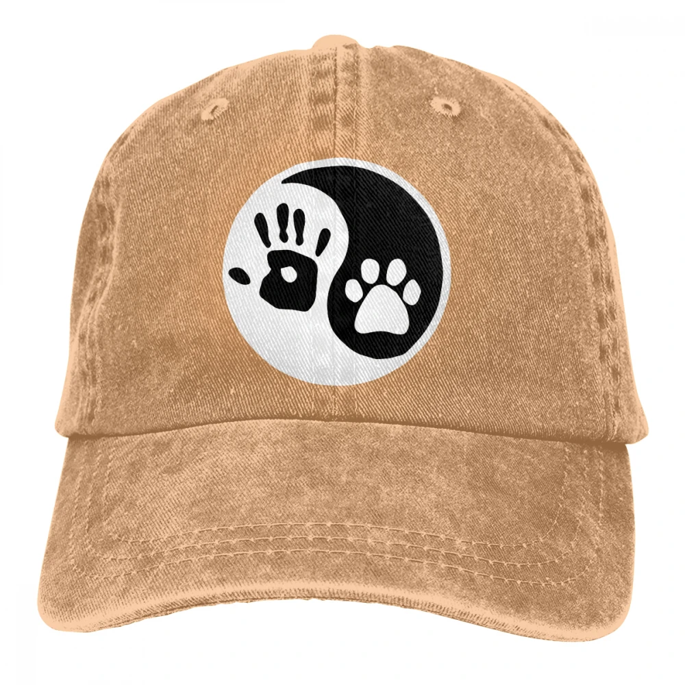 Yin Yang Мужская Ручная собачья лапа Casquette синий унисекс Мужские Женские джинсовые бейсболка с ремешком кепки Регулируемый Гольф папа шляпа - Цвет: Хаки