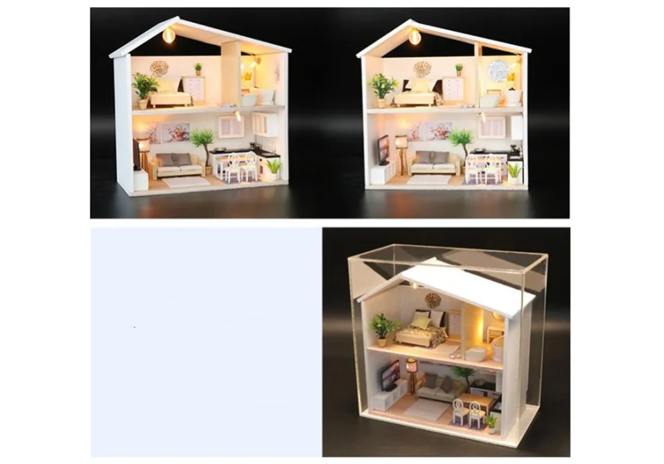 Последняя 1:24 миниатюрный кукольный домик для ванной комнаты Деревянный diy Кукольный дом детские игрушки комната с кухонными аксессуарами jouets pour enfants