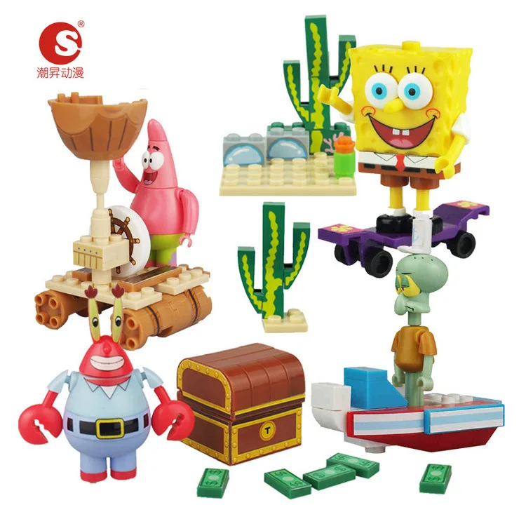 

Chao sheng SpongeBob Patrick Educational Inserted Building Blocks CHILDREN'S Toy GIRL'S Birthday Gift