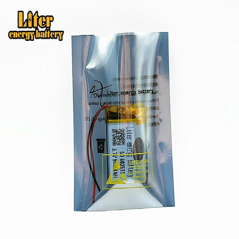 3.7V lithium battery 800MAH polymer 802535 For GPS MP3 MP4 MP5 LED Light PDA speakers small toy Rechargeable Li-ion Cell | Электроника