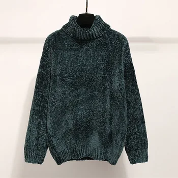 

2020 Japanese Korean Style Turtleneck Velvet Sweater Women Pullover Thick Casual Fall Winter Sweaters Fashion Vintage Knitwear