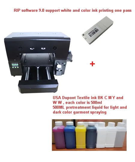 Экономичный A3 Размер DTG одежды футболка планшетный принтер машина - Цвет: Printer with Ink