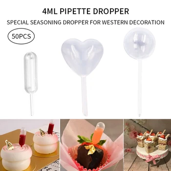

50 Pcs/pack Jelly Milkshake Cake Droppers Disposable Dropper Straw Injector For Cream Pipettes Cupcake Macaron Baking Tools