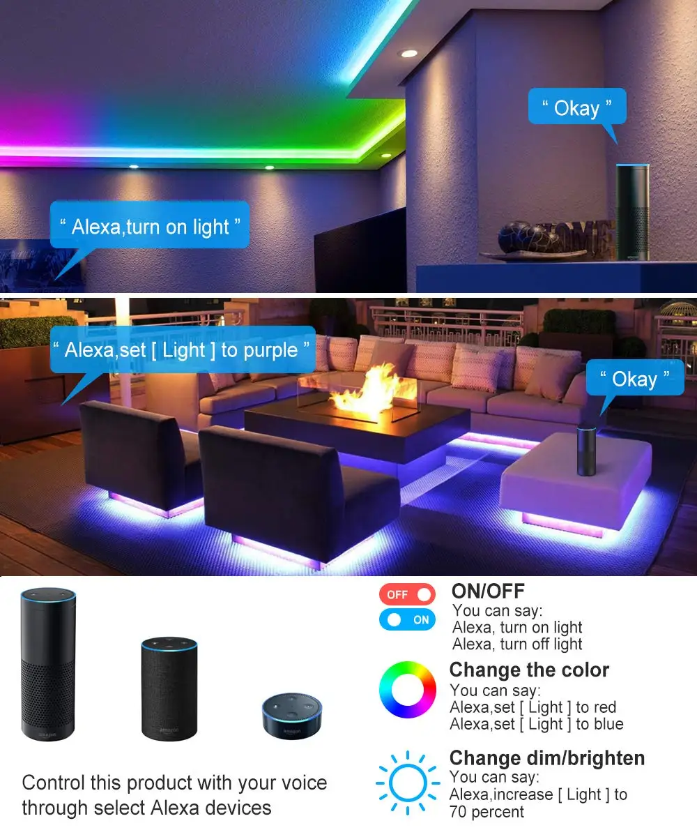 Funciona com Alexa Controlado por Telefone Fita de Fita Wifi Rgb Led Tira Google Casa Iffft Inteligente dc 12 v Flexível 10 m 20 30 5050 3 10 m 20 m 30 m 5050