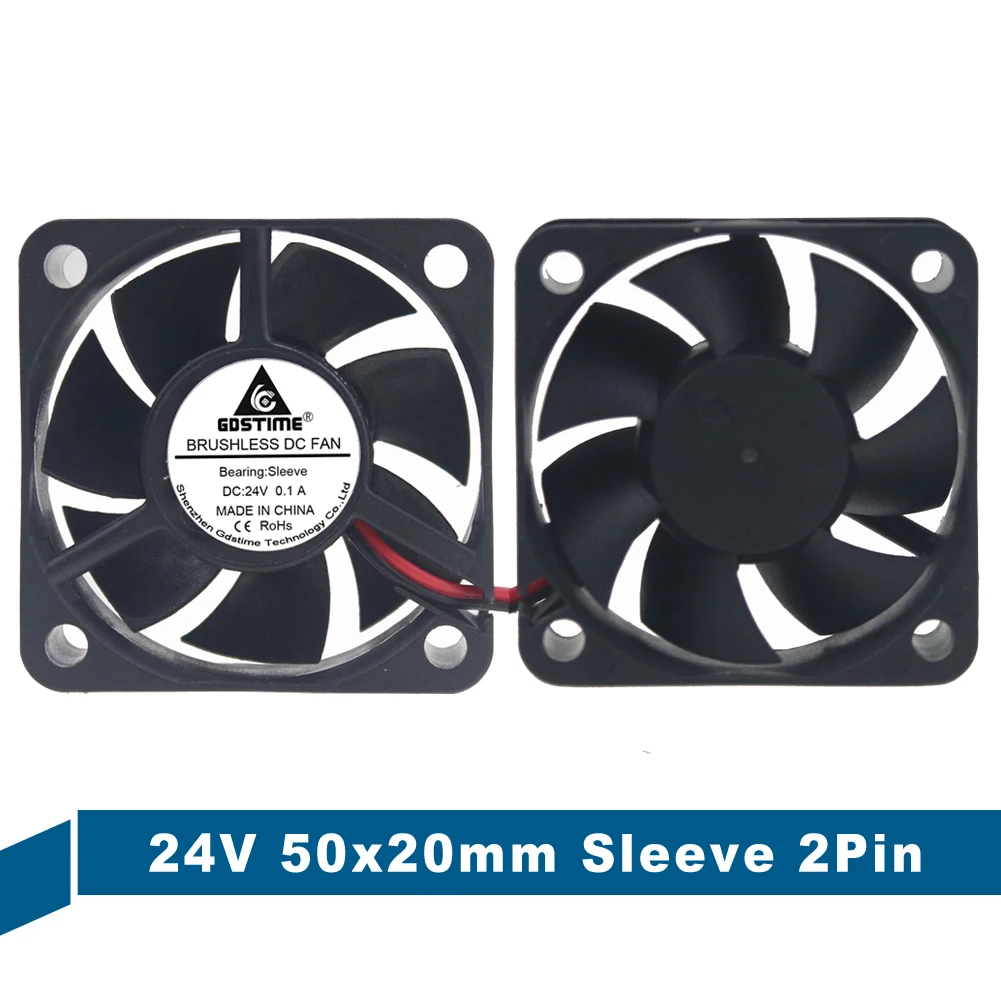 

1pcs Gdstime DC 24V 5020 Cooling Fan 5cm 50mm 50x50x20mm 2Pin PC Computer Brushless Case Cooler Fan