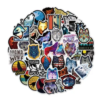 

50PCS Wolf Stickers Pack Wolf Head Stickers For Fan Travel Case Bicycle Fridge Laptop Toy Anime PVC Stickers