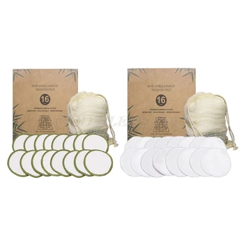 

16Pcs/set New Reusable Bamboo Fiber Makeup Cotton Pad Washable Remover Drop Shipping