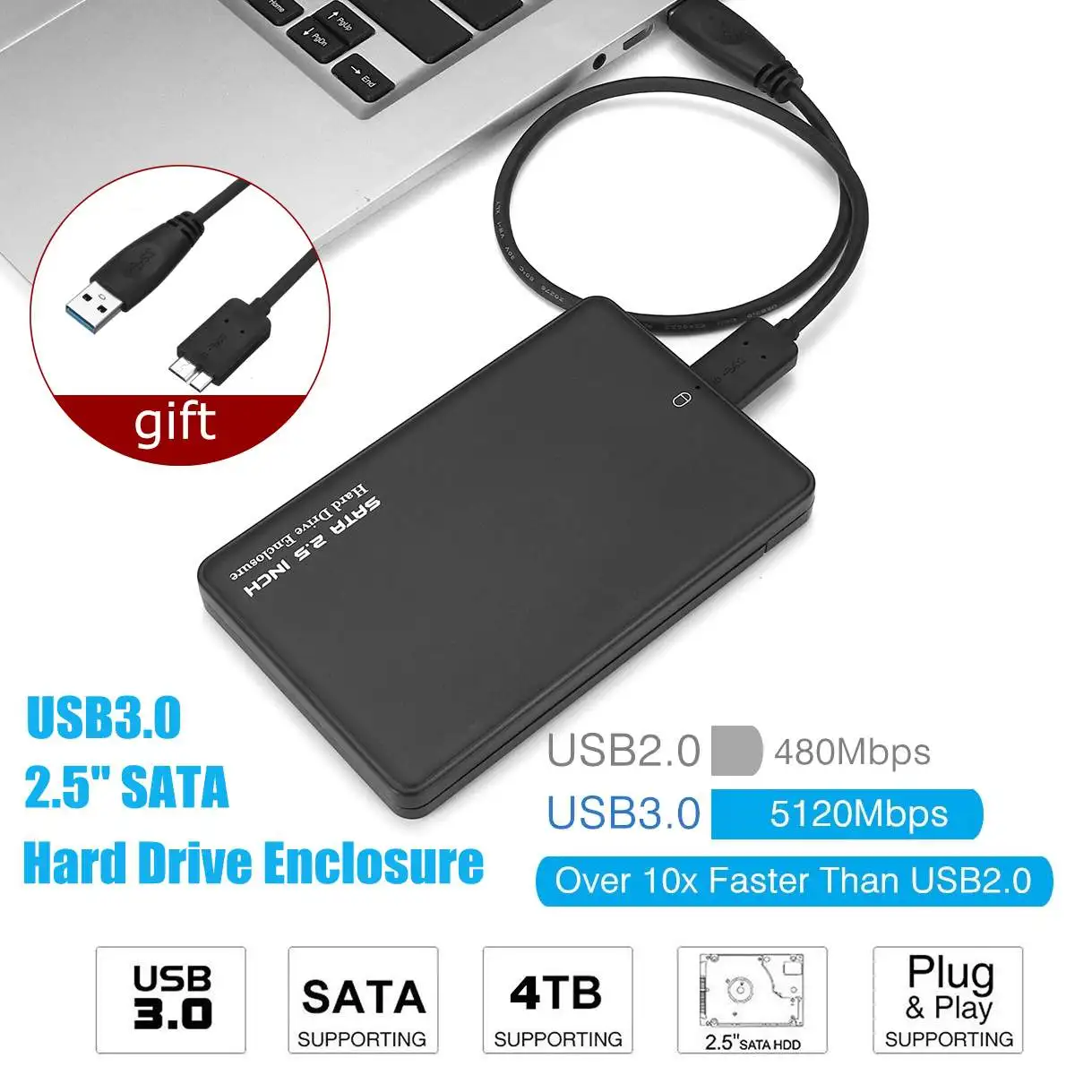 4 ТБ HDD чехол 2,5 SATA к USB 3,0 адаптер для жесткого диска корпус для SSD диск HDD коробка жесткий диск Внешний корпус HDD корпус