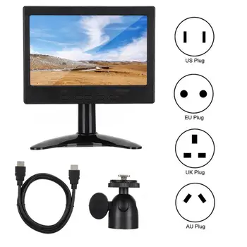 

PC Monitor 7in 1024x600 Resolution 16:9 Multifunction Display Monitor for HDMI / VGA / AV Input with Stand (100-240V)