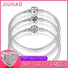 Nuevas pulseras de plata de ley 925 Cadena de serpiente de forma redonda para mujer accesorios joyería de moda regalo del Día de la madre de San Valentín(China)