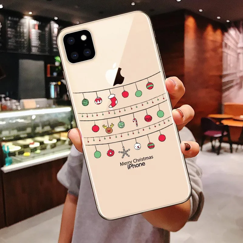 Милая Рождественская силиконовая крышка для iPhone 11 Pro Max, мягкий чехол с рисунком Санта Клауса для iPhone 6 6s 7 8 Plus Xs XR XS MAX X