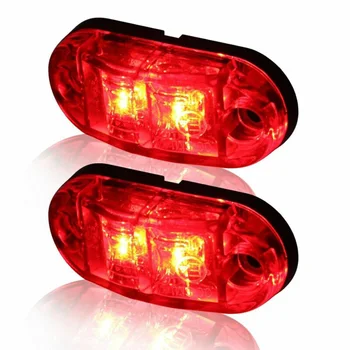 

Red Side Marker Light LED Lamp 2 Diode Oval 2.5-Inch Clearance 10pcs Useful