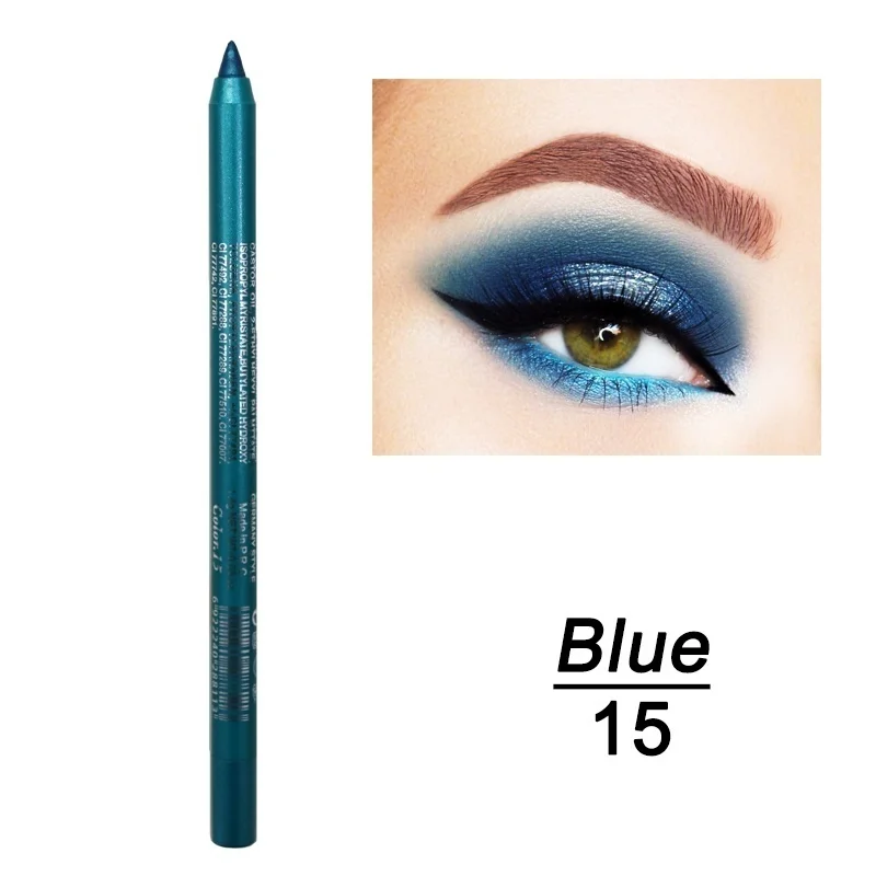 2 шт., модный макияж, косметика для глаз, цветной пигмент, стойкий Водостойкий карандаш для глаз - Цвет: 15 blue