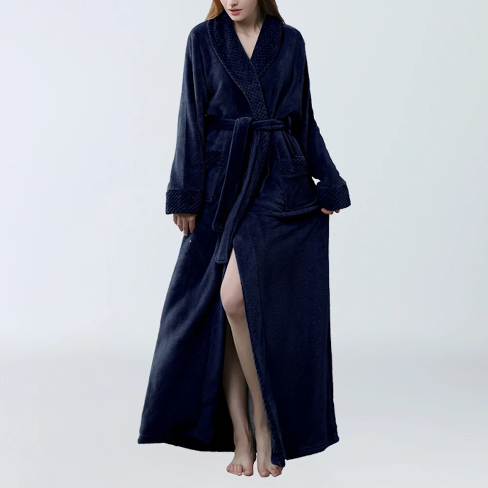 Осенний флисовый банный халат Свободные теплые зимние пояса одежда для сна с
