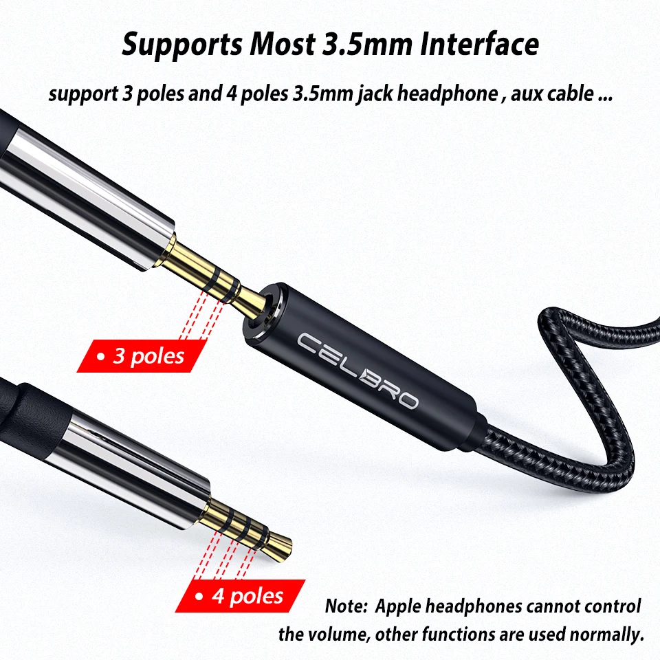 Cable Trenzado de Alta resolución USB-C a AUX Cable Adaptador de Auriculares para Nuevo iOS Pad Pro Google Pixel 3 Galaxy S10 Huawei P30 Pro y más Adaptador de Audio USB Tipo C a 3,5 mm 