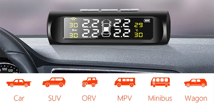 Лучшая TPMS автомобильная система контроля давления в шинах Система охранной Сигнализации s цифровой дисплей давления в шинах солнечная энергия